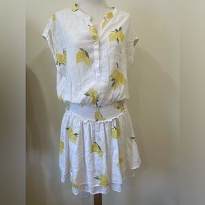 Rails White and Yellow Lemon Print Mini Dress